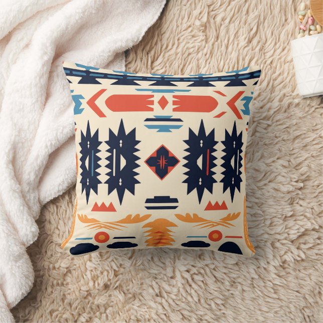 Coussin Aztec géométrique tribal boho du Sud-Ouest (Couverture)
