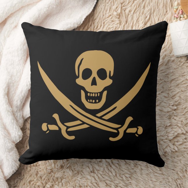 Coussin Aztec Gold Crâne et cutlass Pirate Calico Jack (Couverture)