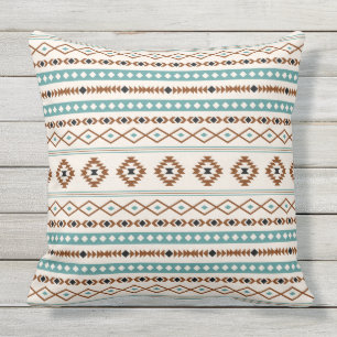 Coussin Aztec Turquoise Crème noire en terre cuite Motif 