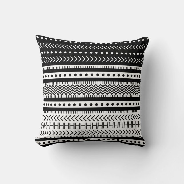 Coussin Aztèque noir et blanc (Recto)