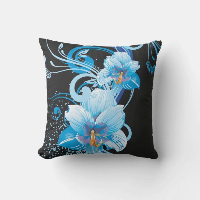 Coussin Azure Bloom Elegance (Recto)