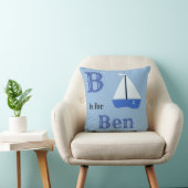 Coussin B est pour Ben bébé garçon Throw Pillow (Chaise)