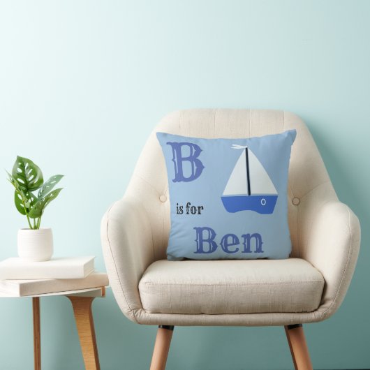 Coussin B est pour Ben bébé garçon Throw Pillow (Chaise)