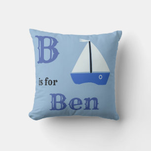 Coussin B est pour Ben bébé garçon Throw Pillow