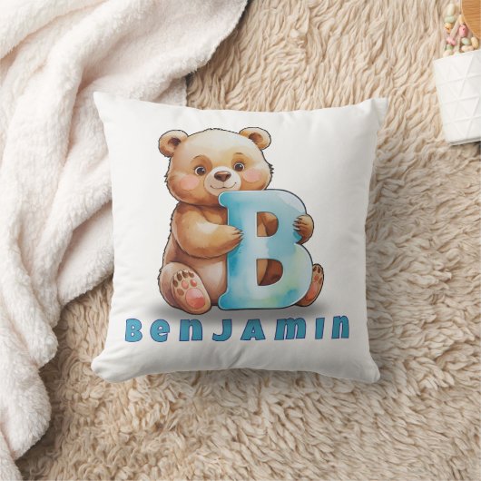 Coussin B is for Bear – Personalized Baby Pillow  (Couverture)