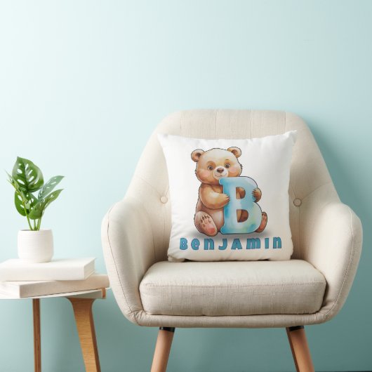 Coussin B is for Bear – Personalized Baby Pillow (Chaise)