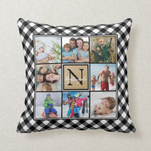 Coussin B&W Buffalo Check 8 Photo Monogramme & Nom