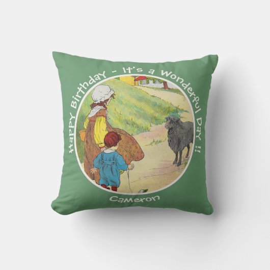 Coussin Baa, Baa, Mouton Noir Collection de Fête d'Anniver (Recto)