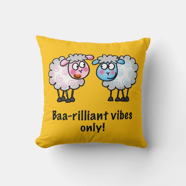 Coussin  Baa-rilliant - Cute Cartoon Sheep Pair  (Recto)