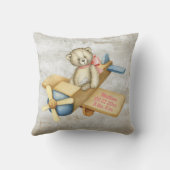 Coussin Baby Bear Avion Aquarelle Bébé Fille Vintage (Verso)