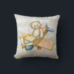 Coussin Baby Bear Avion Aquarelle Bébé Fille Vintage<br><div class="desc">Petit ours doux dans un avion aquarelle. Ce design a un look vintage avec les aquarelles défraîchies. Ajoutez le nom de la petite fille,  la date de naissance et le poids,  vous avez maintenant un saké de naissance. Très gentil.</div>