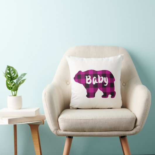 Coussin Baby Bear Pink et Black Country plaid (Chaise)