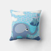 Coussin Baby Blue Elephant et Fleurs Personnalisé (Verso)