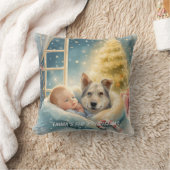Coussin Baby & Blue-Eyed Pup Christmas Pillow (Couverture)