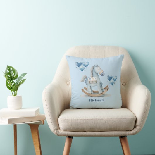 Coussin Baby Blue Nursery Rocking Nom du cheval (Chaise)