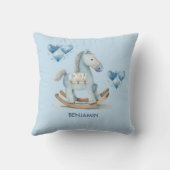 Coussin Baby Blue Nursery Rocking Nom du cheval (Verso)