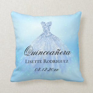 Coussin Baby Blue Quinceanera Personnalisé