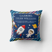 Coussin Baby Boy Astronaute Outer Space Rocket Birth Stats (Verso)