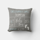 Coussin Baby Boy Birth Modern Blue Grey keepsar (Recto)