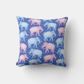 Coussin Baby Boy Blue et Eléphants indiens roses (Recto)