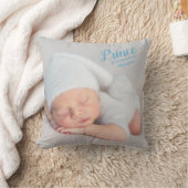 Coussin Baby Boy Blue Script Photo Birth Keepsaké Nursery (Couverture)