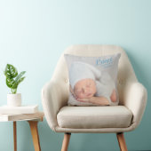 Coussin Baby Boy Blue Script Photo Birth Keepsaké Nursery (Chaise)