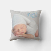 Coussin Baby Boy Blue Script Photo Birth Keepsaké Nursery (Verso)