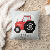 Coussin Baby Boy Doodle Tracteur rouge avec nom Nursery (Couverture)
