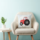 Coussin Baby Boy Doodle Tracteur rouge avec nom Nursery (Chaise)