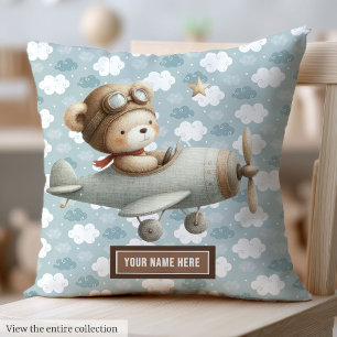 Coussin Baby Boy Douche Idée cadeau Teddy Bear Pilote Cous