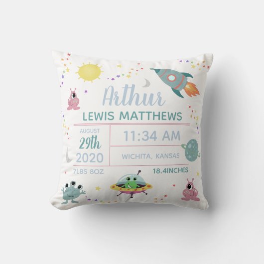 Coussin Baby Boy mignon Espace moderne Alien Statistiques (Recto)