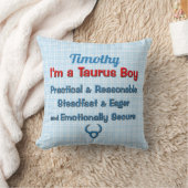 Coussin Baby Boy Taurus Zodiac Rouge et Bleu Chèques (Couverture)