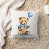 Coussin Baby Boy Teddy Bear With Blue Balloon (Couverture)