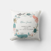 Coussin Baby Boy Under the Sea Birth Stats Keepsaké (Recto)