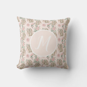 Coussin Baby Bunnies Monogramme rose Jeu d'oreiller