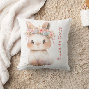 Coussin Baby Bunny Monogramme Nom Cadeau Baby Girl Nursery