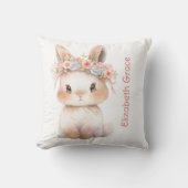 Coussin Baby Bunny Monogramme Nom Cadeau Baby Girl Nursery (Recto)
