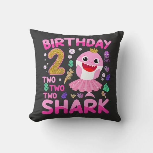 Coussin Baby Cute Shark 2e anniversaire garçon fille 2 an (Recto)
