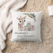 Coussin Baby Deer Christmas Personalized Reindeer Holiday (Couverture)