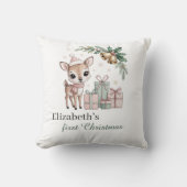 Coussin Baby Deer Christmas Personalized Reindeer Holiday (Recto)