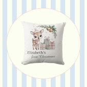 Coussin Baby Deer Christmas Personalized Reindeer Holiday