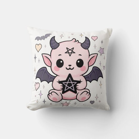 Coussin Baby Devil - Kawaii Pastel Goth Demon (Recto)
