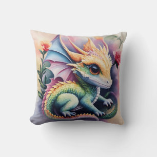 Coussin Baby Dragon Floral Art