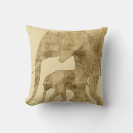 Coussin Baby Elephant avec c'est Mère