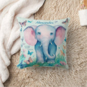 Coussin Baby Elephant Blue Personnalisé Date de naissance (Couverture)