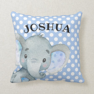 Coussin Baby Elephant Personnalisé Cute Polka Nom du point