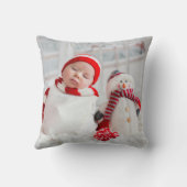 Coussin Baby First Christmas Photo Name Cute Elephant (Verso)