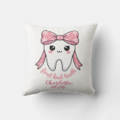Coussin Baby First Tooth Pink Bow Milestone Kawaii Tooth (Verso)