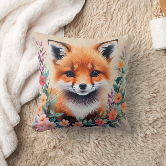 Coussin Baby Fox Floral Art (Couverture)