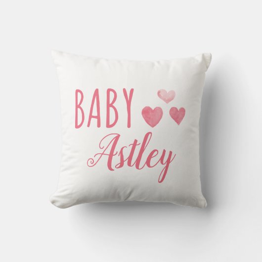 Coussin Baby girl personnalisée Nom de coeur (Recto)